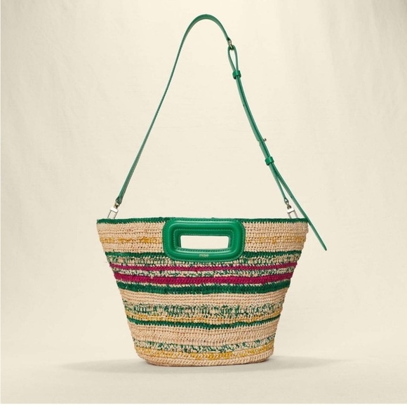NEW Maje Mini Striped Raffia Bag - Picture 6 of 16